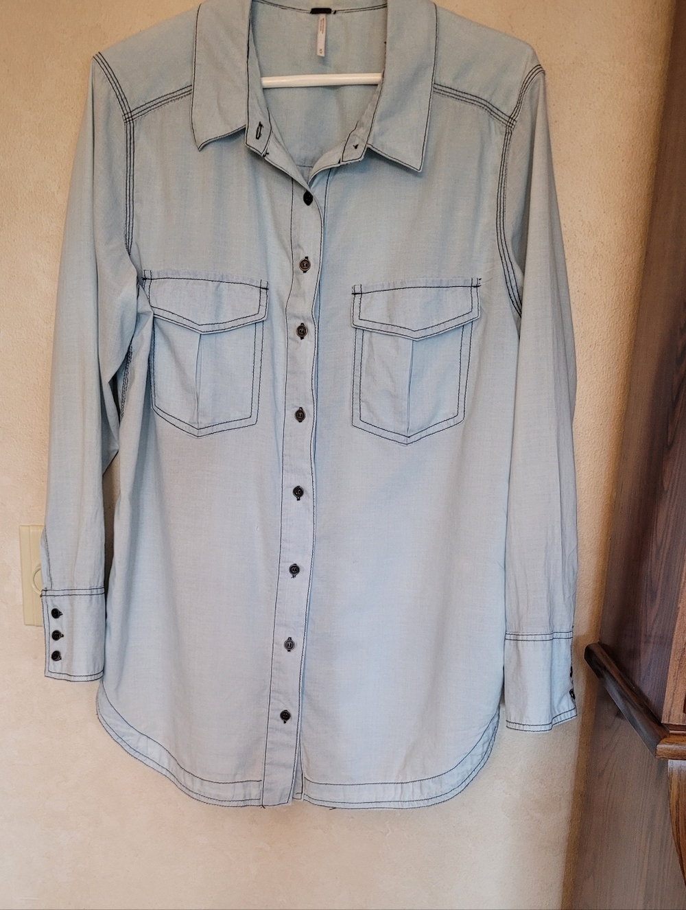 Free People Denim Chambray Button Down Medium